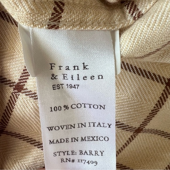 NEW Frank & Eileen Barry flannel plaid button up tailored shirt S - Picture 6 of 6